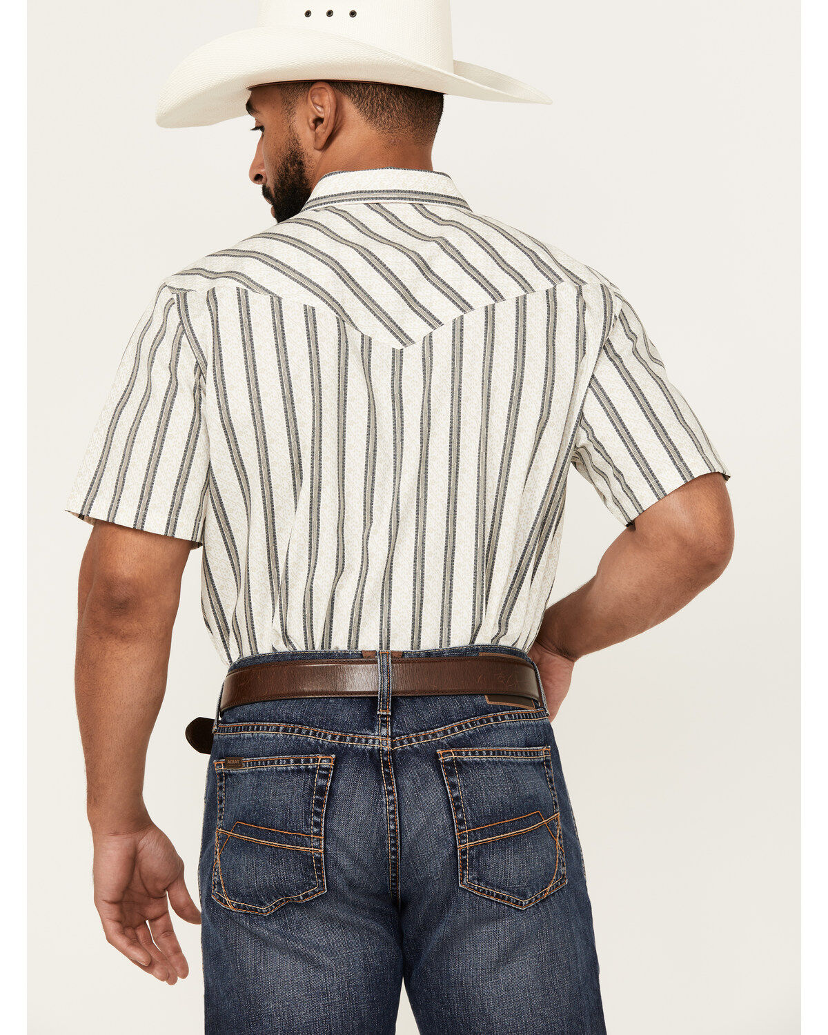 Gibson Trading Co Men's Side Swipe Vertical Striped Print Short Sleeve Snap Western Shirt