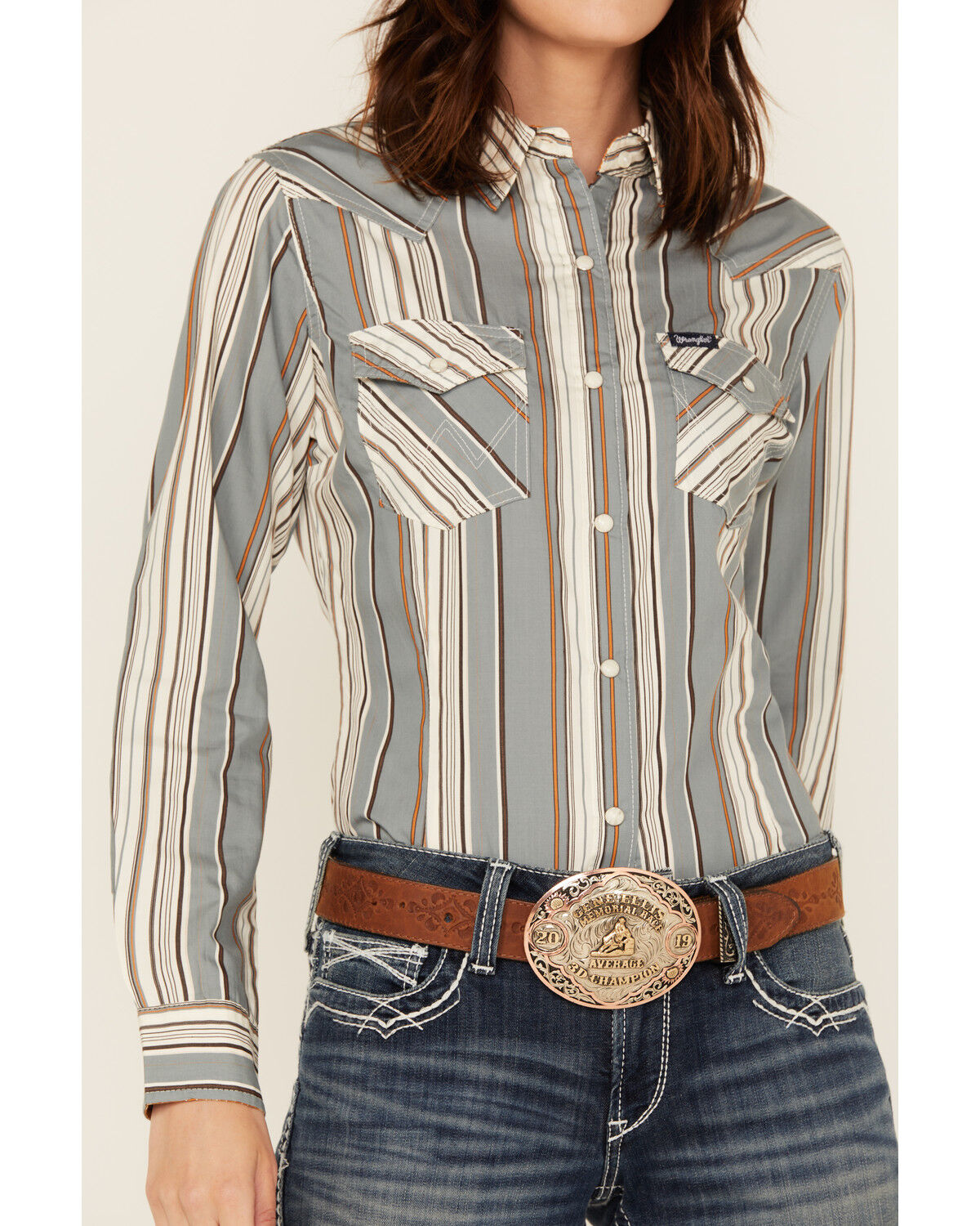Wrangler Retro Women's Striped Long Sleeve Snap Western Shirt