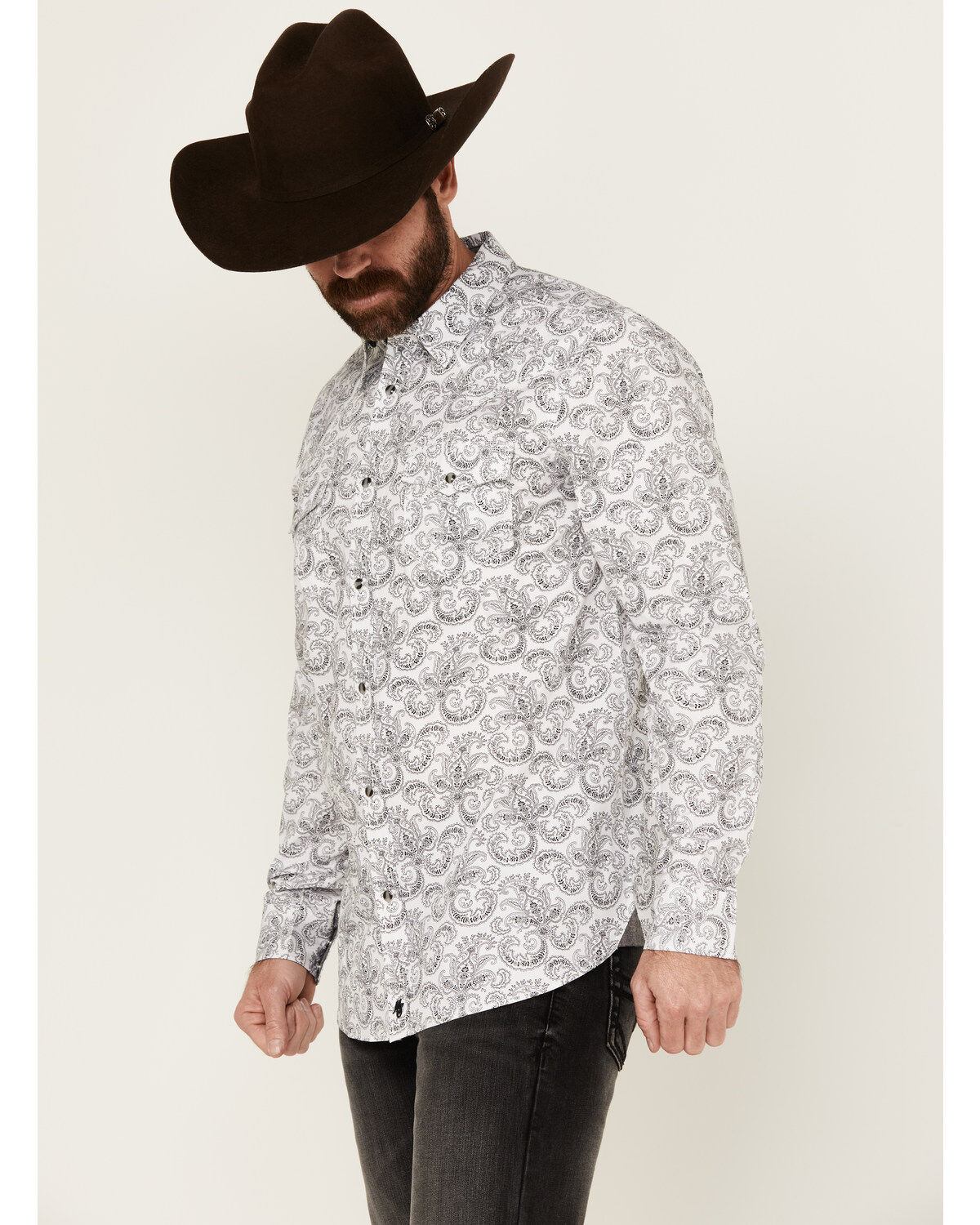 Moonshine Spirit Men's Empire Paisley Print Long Sleeve Snap Western Shirt