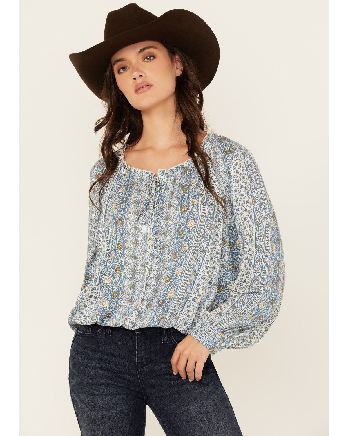 Wild Moss Women's Striped Button-Down Long Sleeve Top