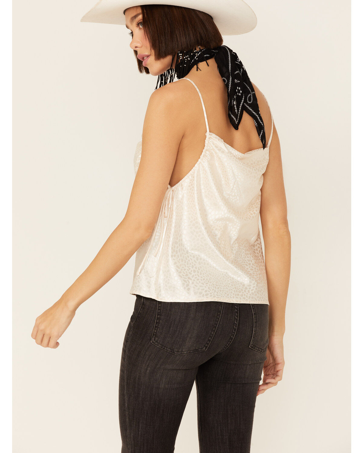 Lush Women's Pattern Satin Side Cinch Cami Top