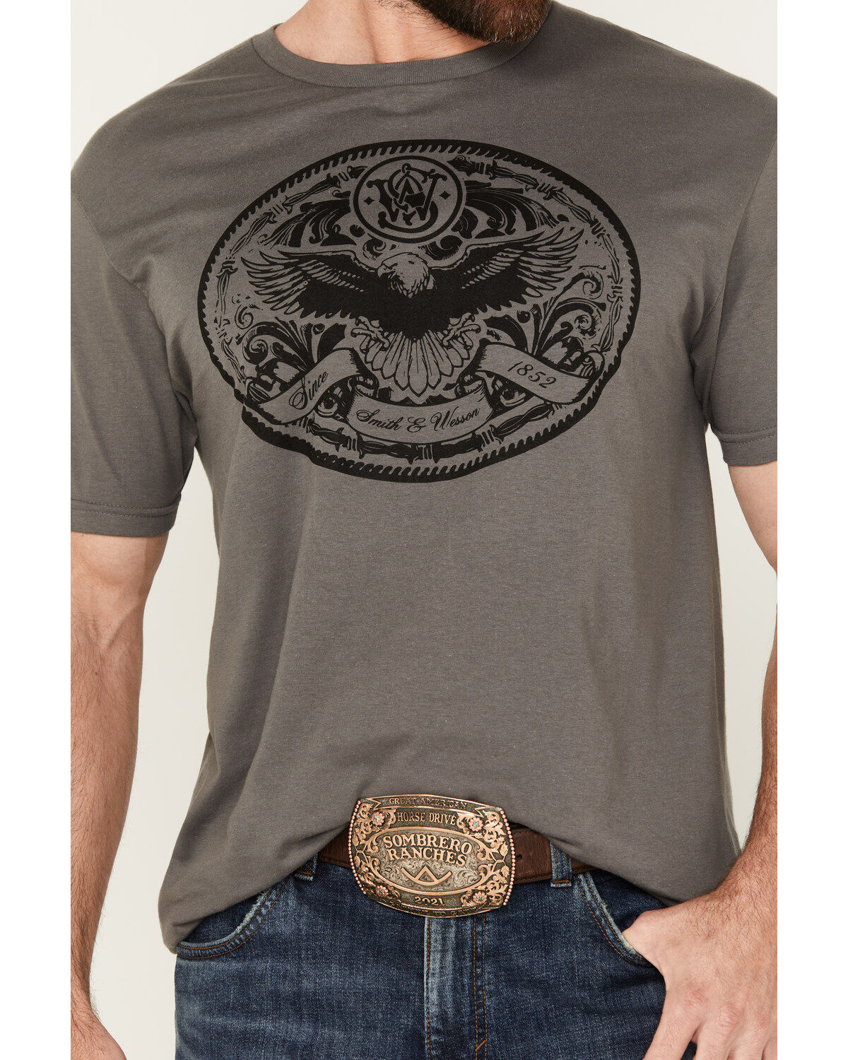 Smith & Wesson Men's Eagle Buckle Short Sleeve Graphic T-Shirt