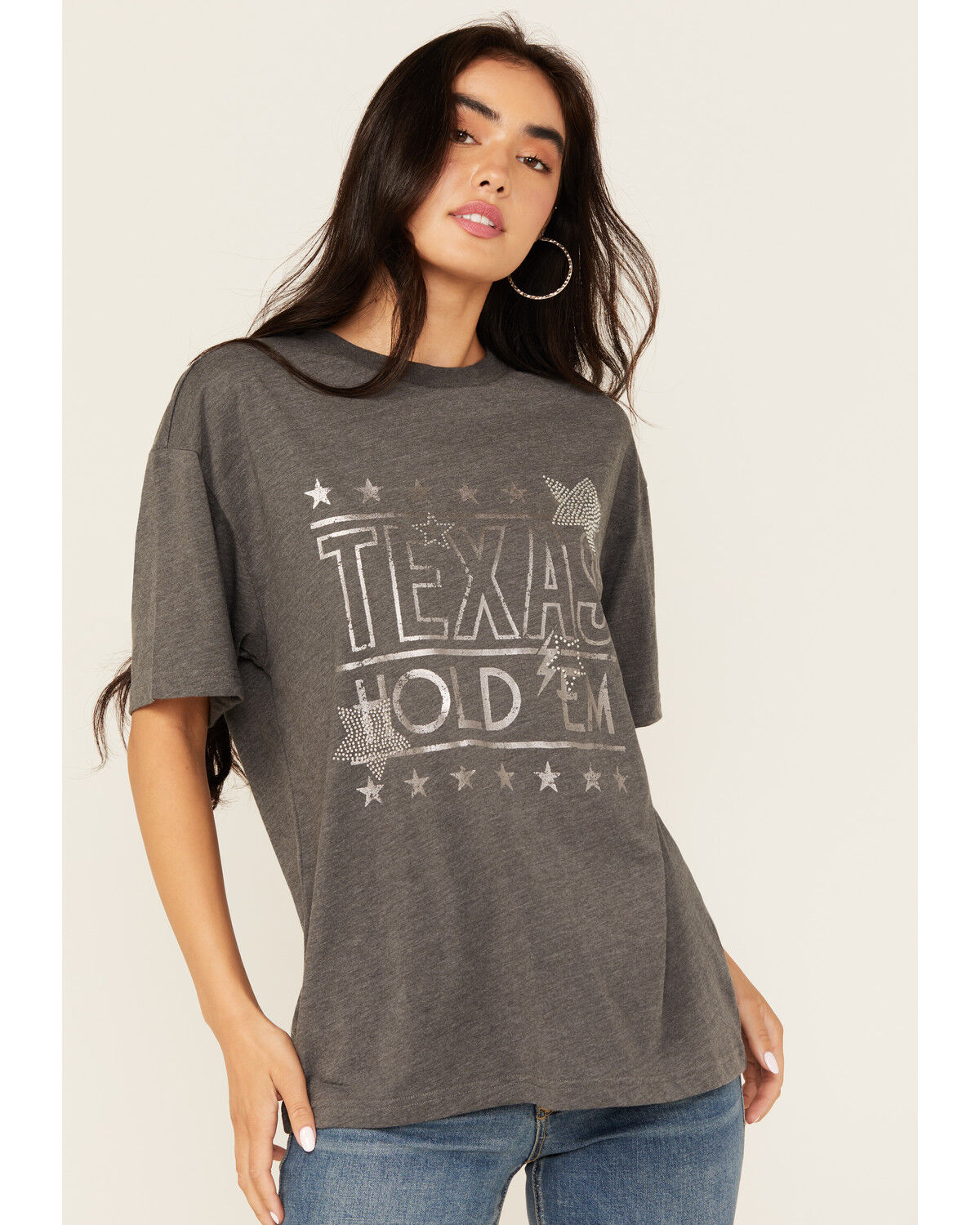 Youth in Revolt Women's Texas Hold Em Rhinestone Short Sleeve Graphic Tee