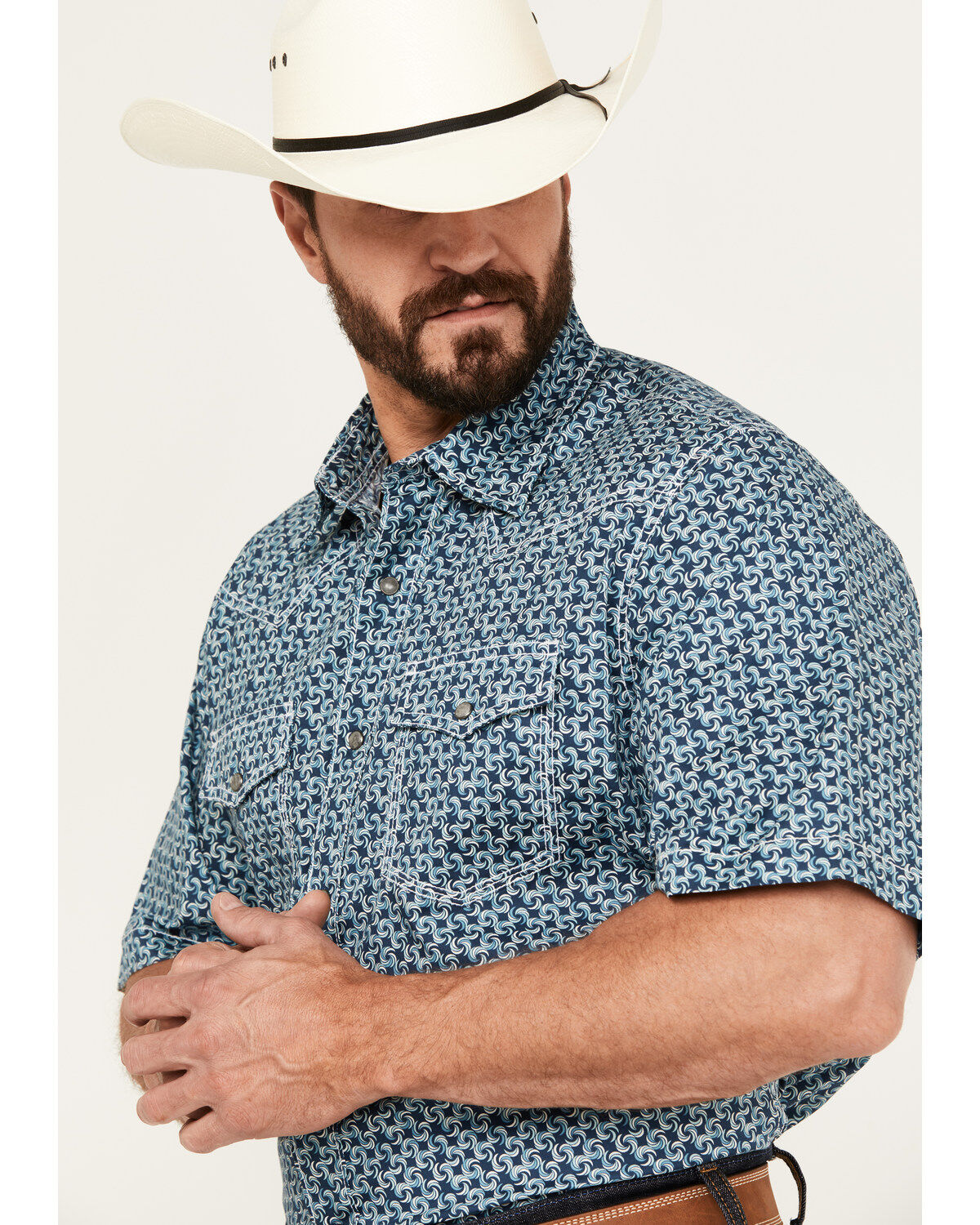 Wrangler 20X Men's Advanced Comfort Geo Print Short Sleeve Snap Western Shirt