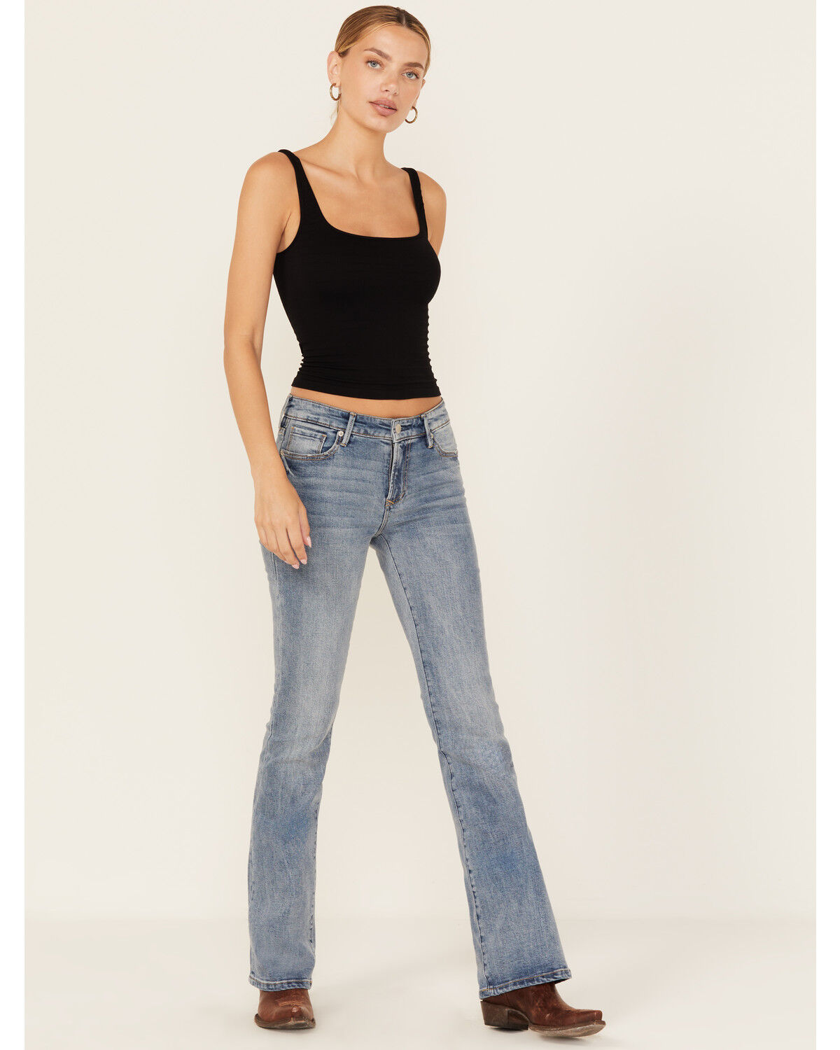 Dear John Women's Jaxtyn Medium Wash Mid Rise Bootcut Stretch Denim Jeans