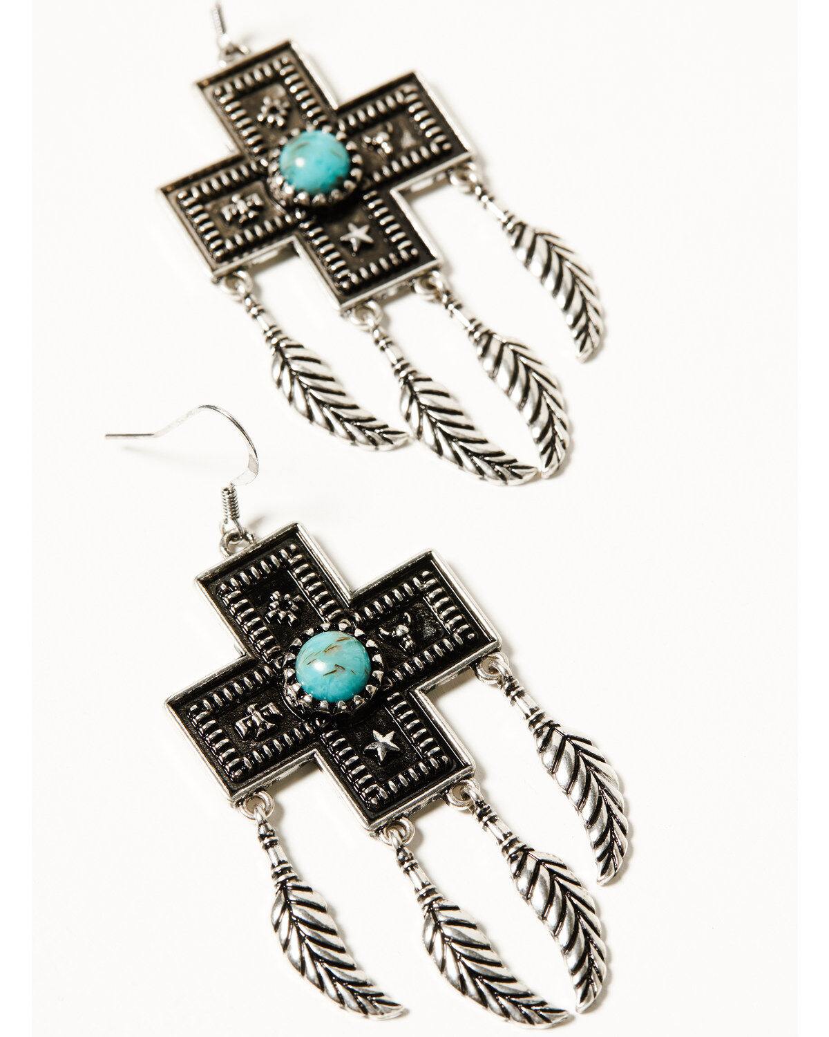 Shyanne Women's Antique Southwestern Cross Feather Earrings