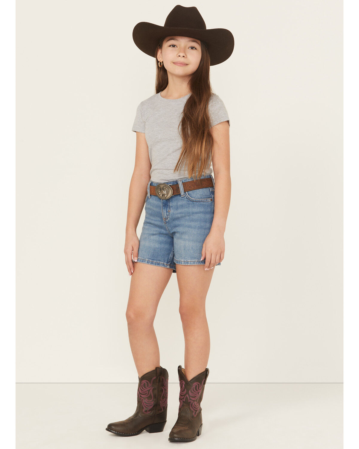 Wrangler Girls' Medium Wash Stretch Denim Shorts