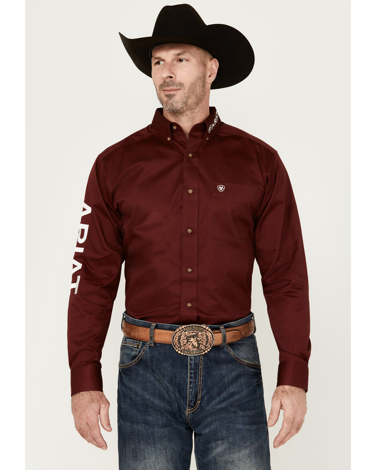 Ariat Men's Team Logo Twill Fitted Long Sleeve Button-Down Western Shirt