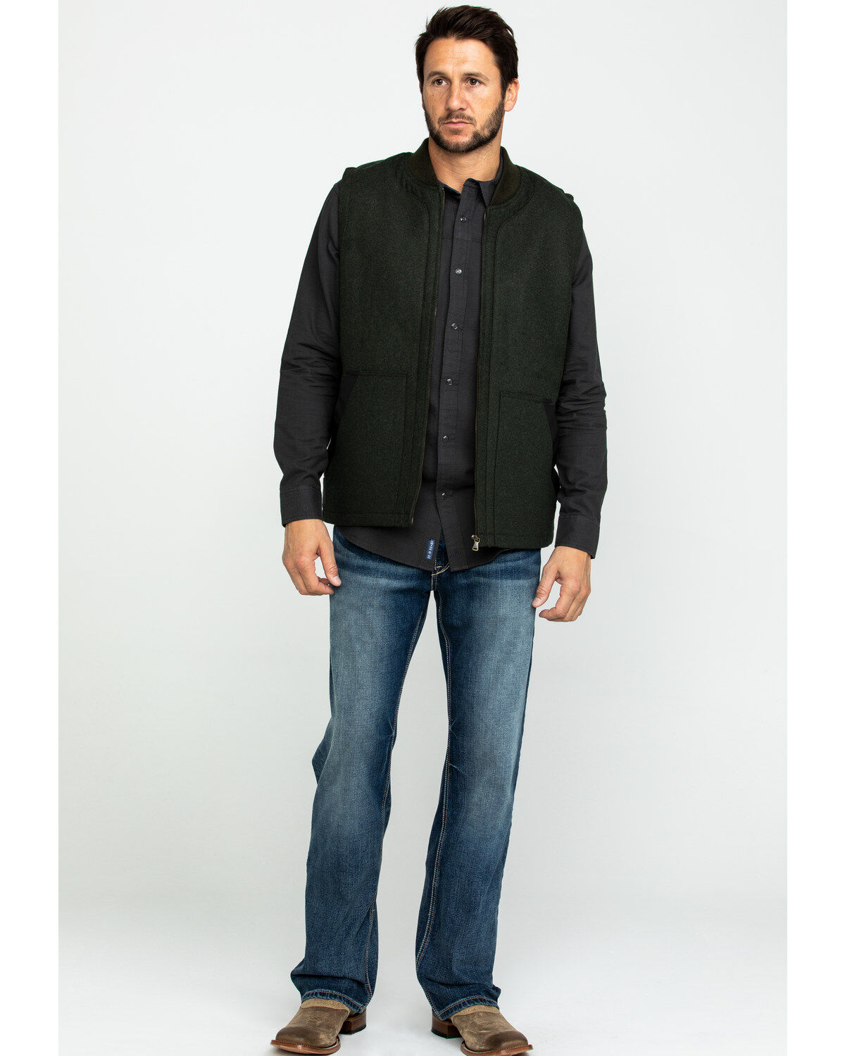 Cody James Men's Grover Wool Blend Leather Pocket Vest