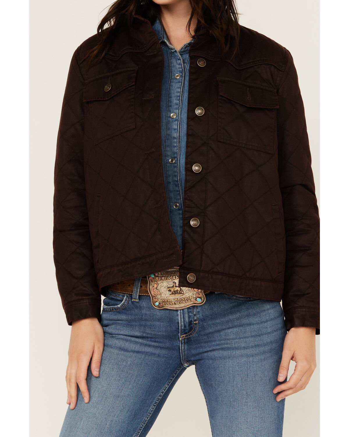 Shyanne Women's Quilted Faux Oil Skin Jacket