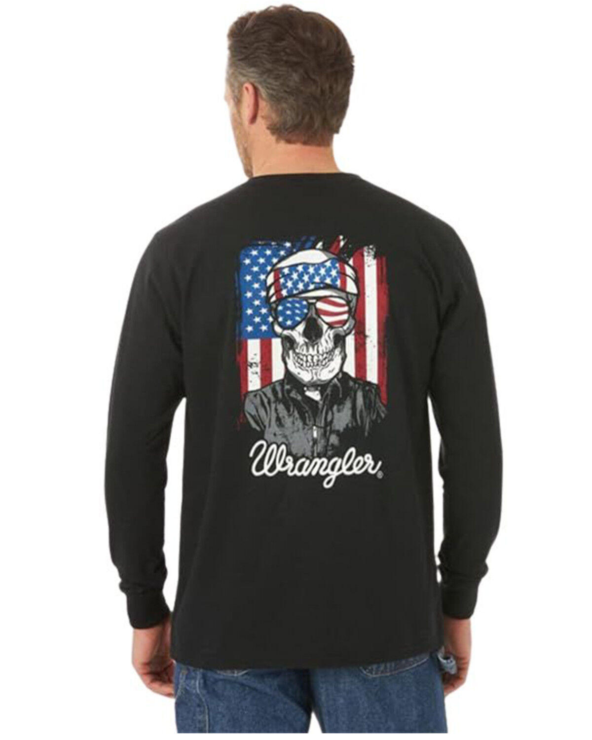 Wrangler FR Men's Skull Flag Graphic Long Sleeve Work T-Shirt