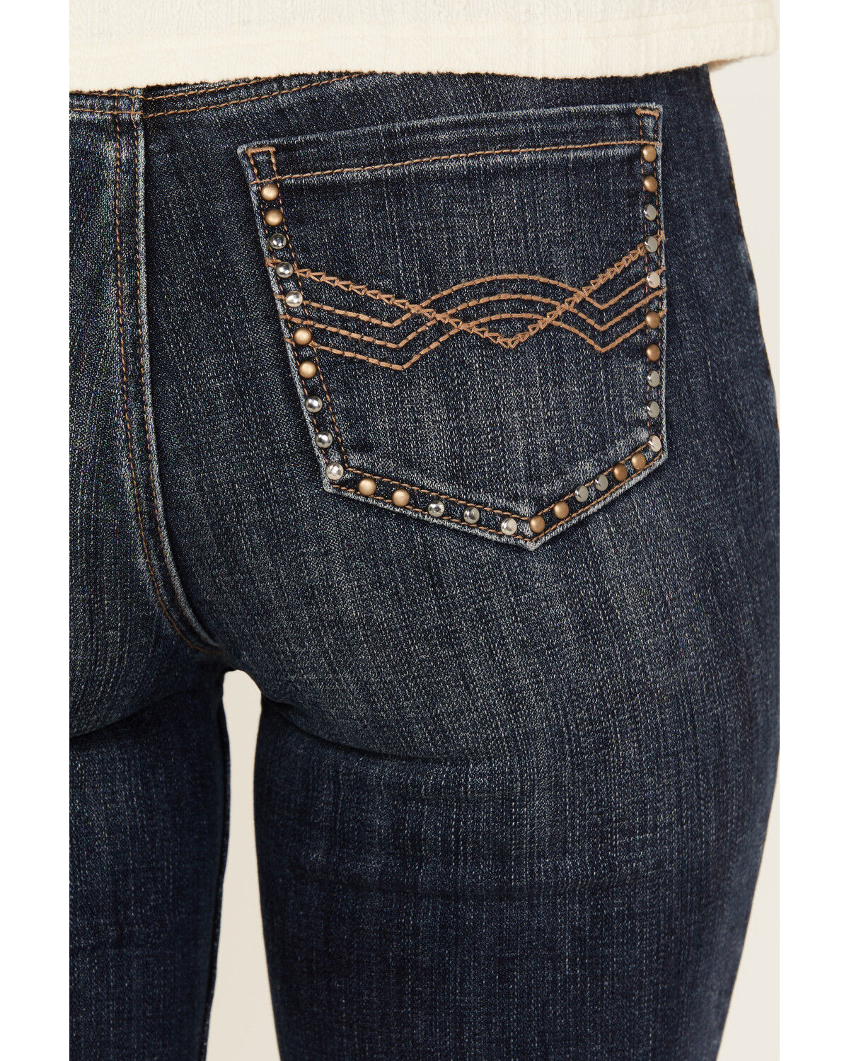 Idyllwind Women's Hadley Dark Wash High Rise Embellished Flare Stretch Denim Jeans