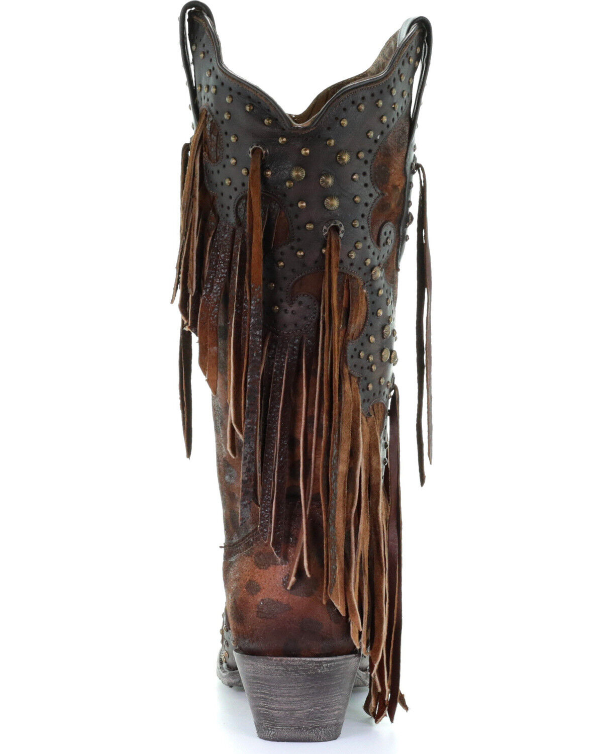 Corral Women's Leopard Stud & Fringe Western Boots - Snip Toe