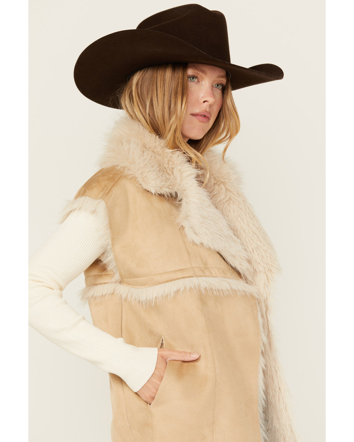 Revel Women's Faux Suede Fur Vest