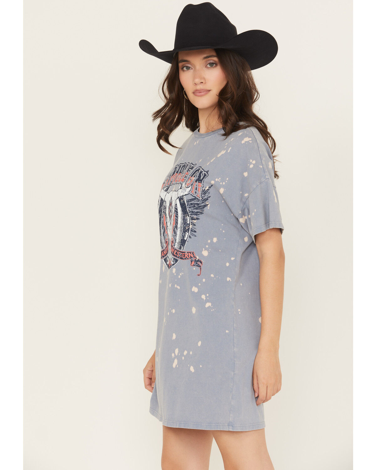Rock & Roll Denim Women's Ramble On Short Sleeve Mini T-Shirt Dress