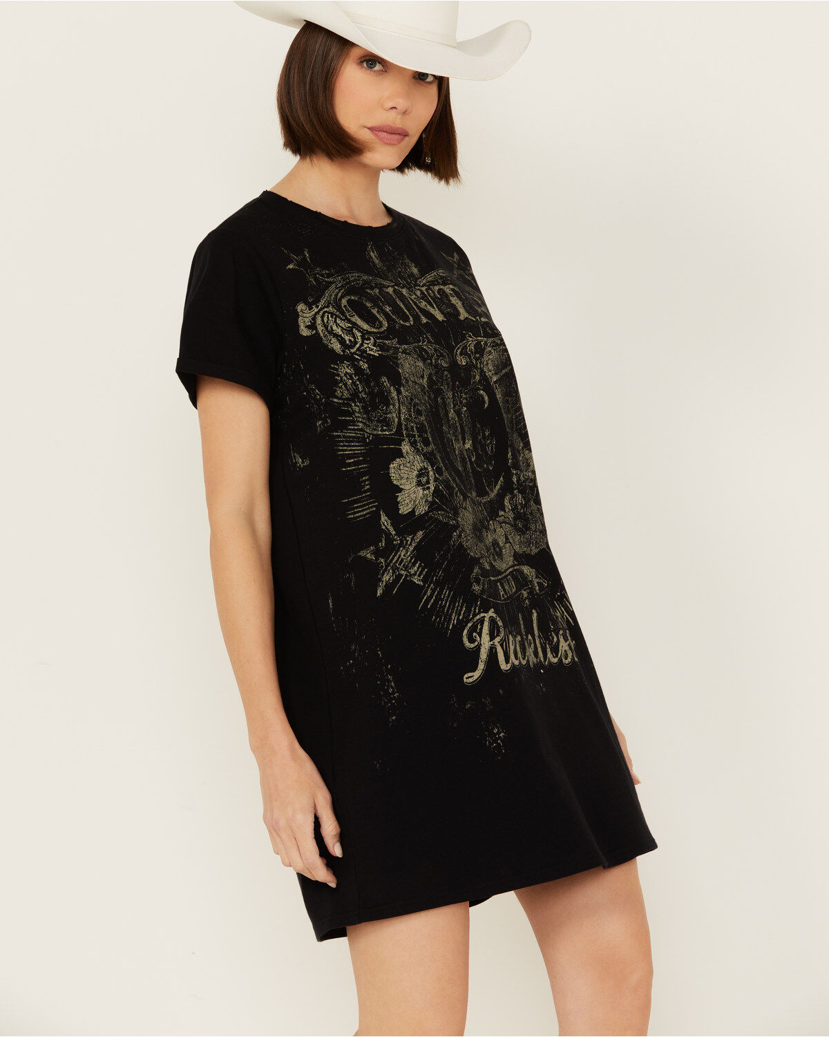 Blended Women's Country Reckless Graphic Tee Mini Dress