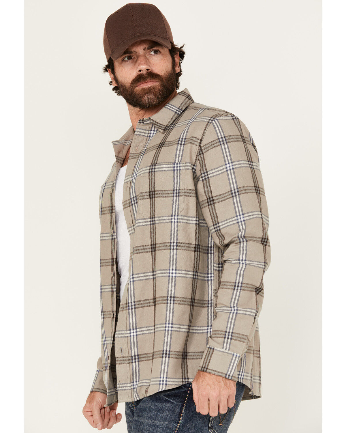 Brothers and Sons Men's Johnson Plaid Print Long Sleeve Button-Down Western Shirt