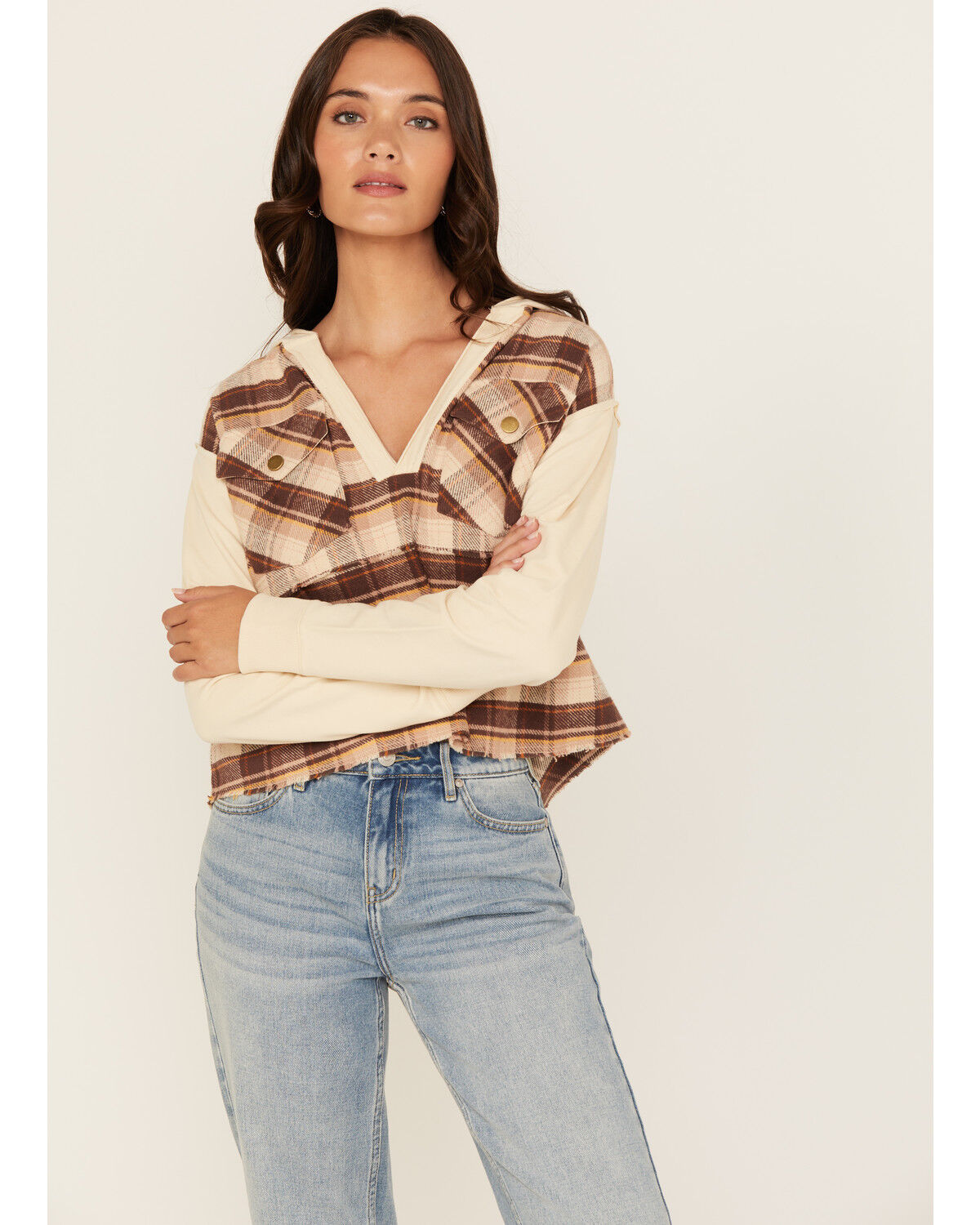 Cleo + Wolf Women's Damian Hooded Flannel Pullover