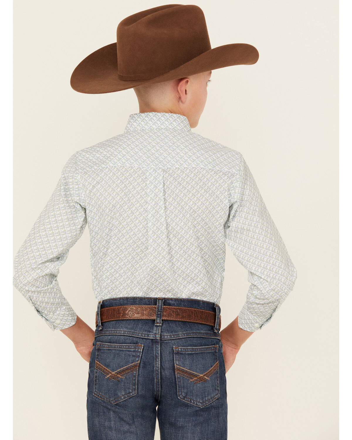 Wrangler Boys' 20x Geo Print Long Sleeve Button-Down Western Shirt