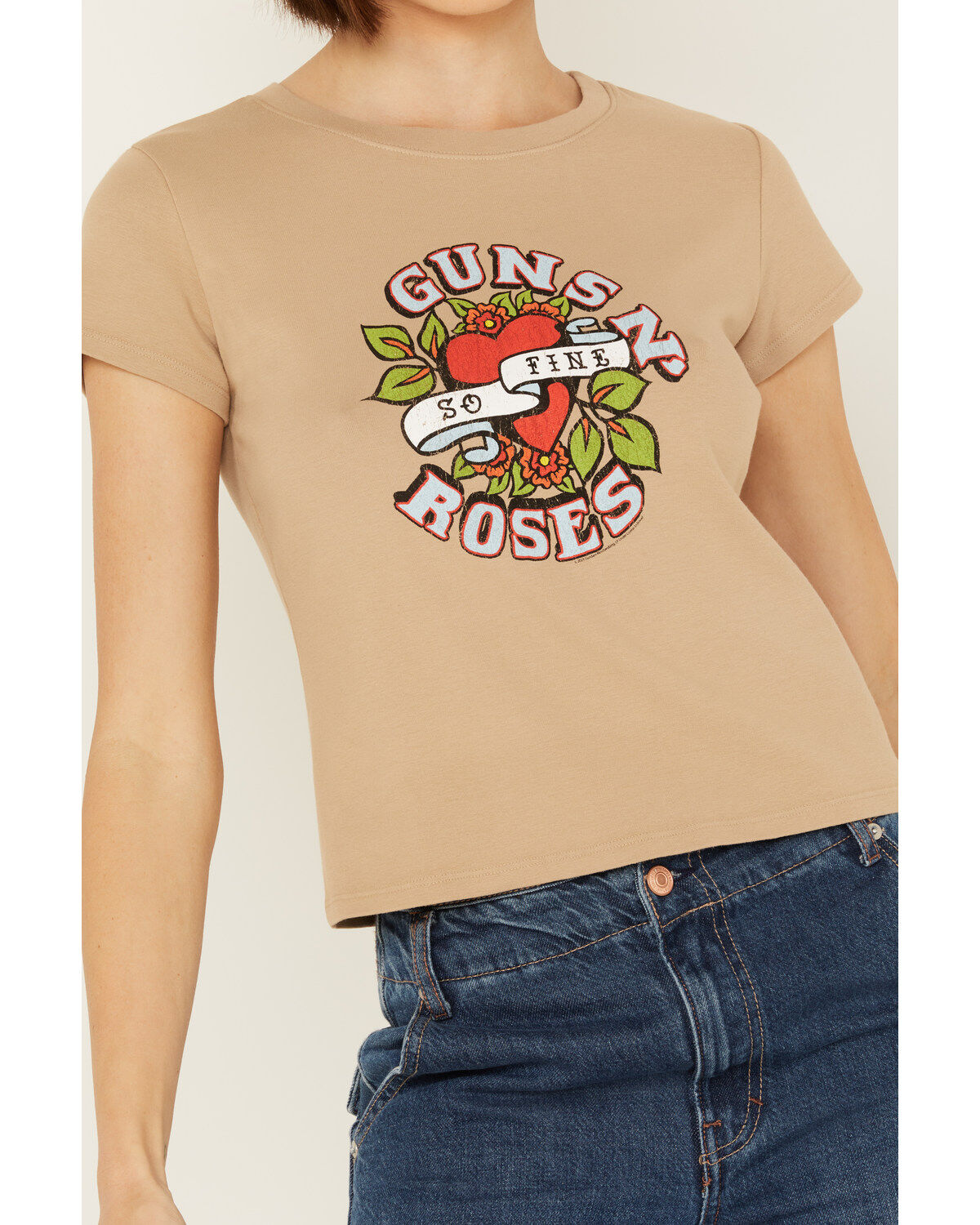 People of Leisure Women's Guns N' Roses Short Sleeve Baby Tee