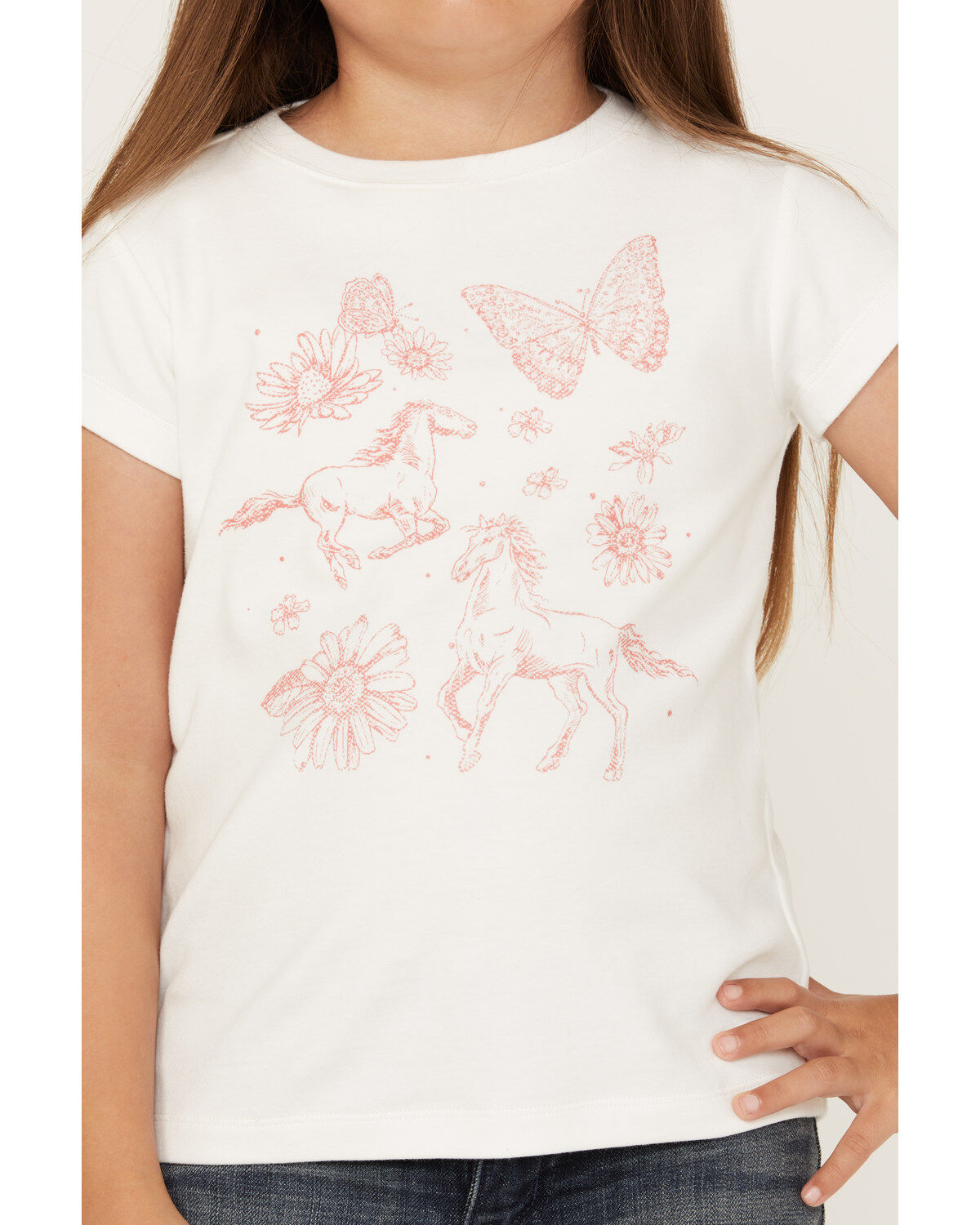 Shyanne Girls' Butterfly Horse Short Sleeve Graphic Tee