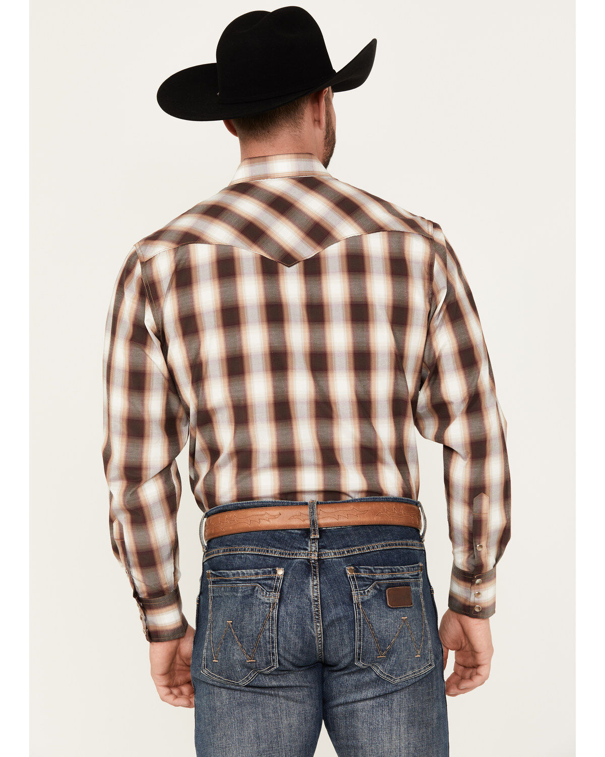 Rodeo Clothing Men's Plaid Print Long Sleeve Snap Western Shirt