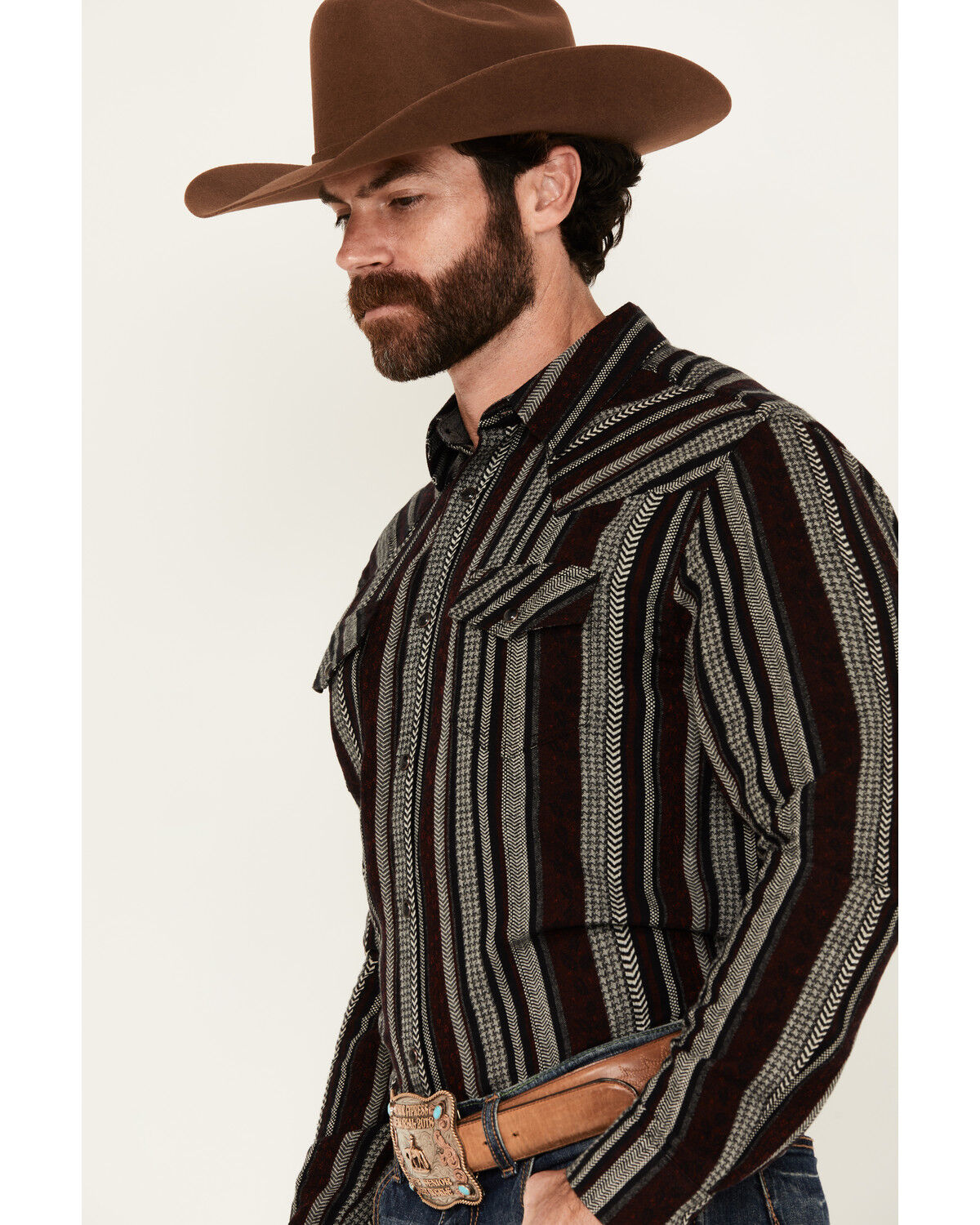 Cody James Men's Caspian Serape Striped Long Sleeve Snap Western Shirt - Tall
