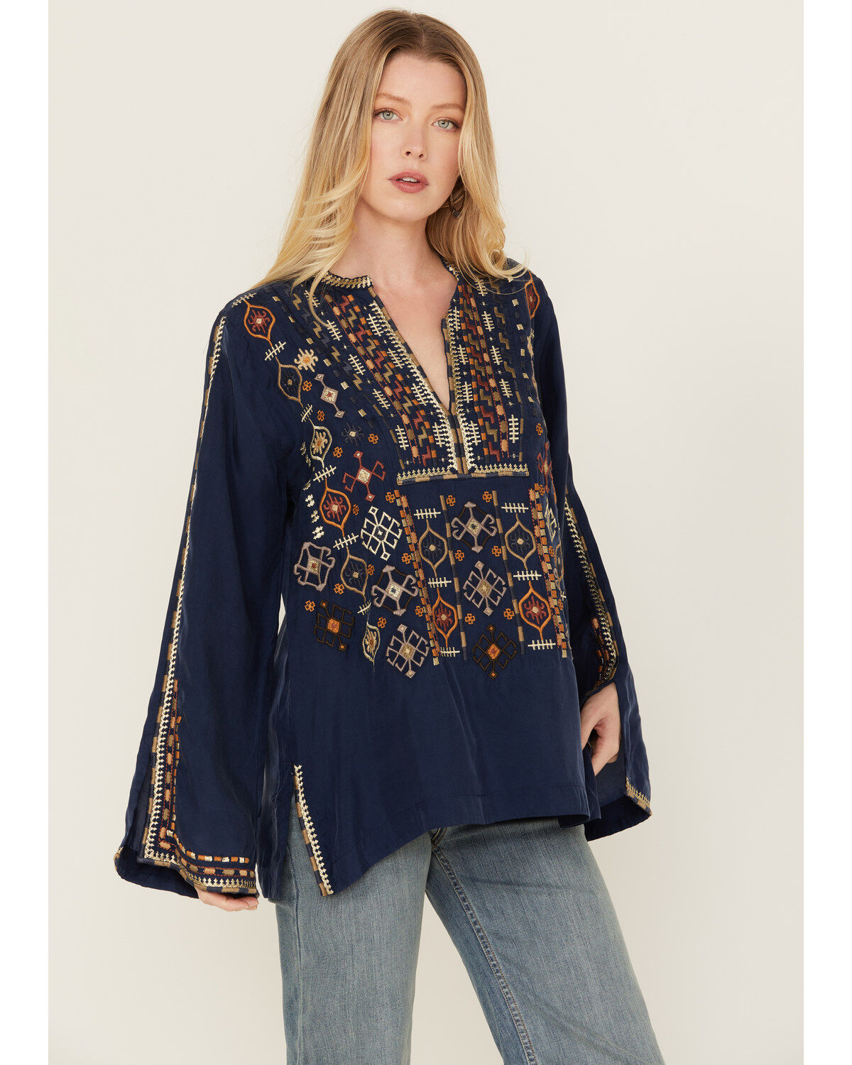 Johnny Was Women's Embroidered Long Sleeve Shirt
