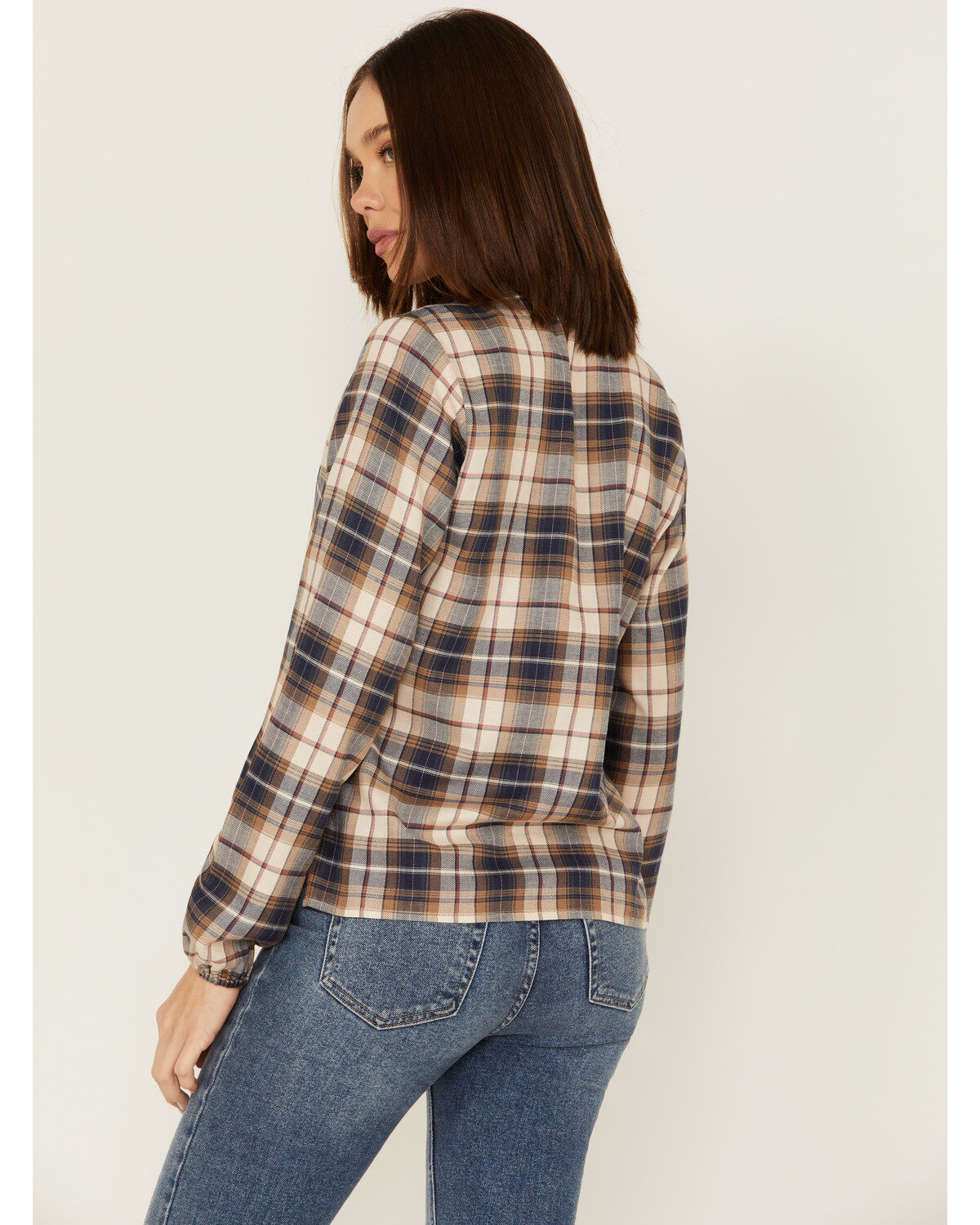 Cleo + Wolf Women's Plaid Print Blouse