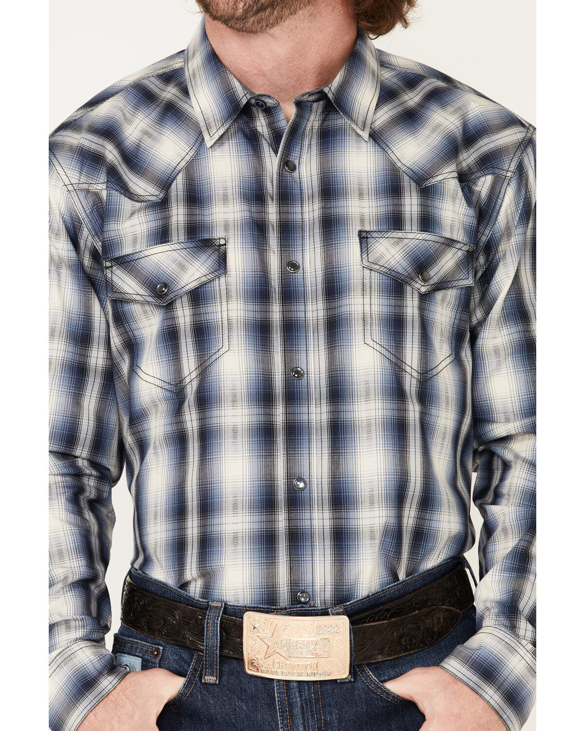 Cody James Men's Trailblazer Plaid Print Long Sleeve Pearl Snap Western Shirt