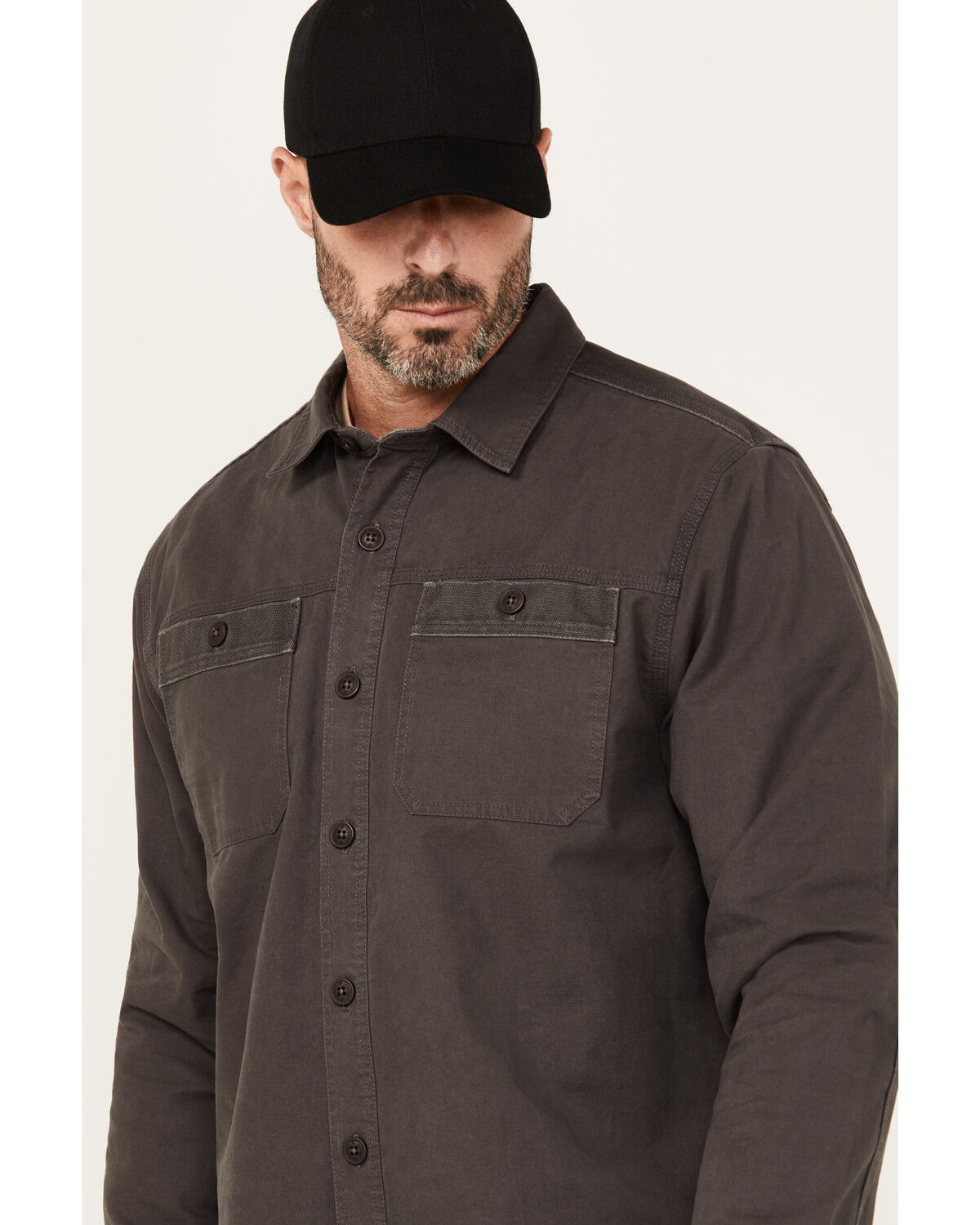 Lucky Brand Workwear Men's Solid Slub Canvas Long Sleeve Button-Down Work Shirt