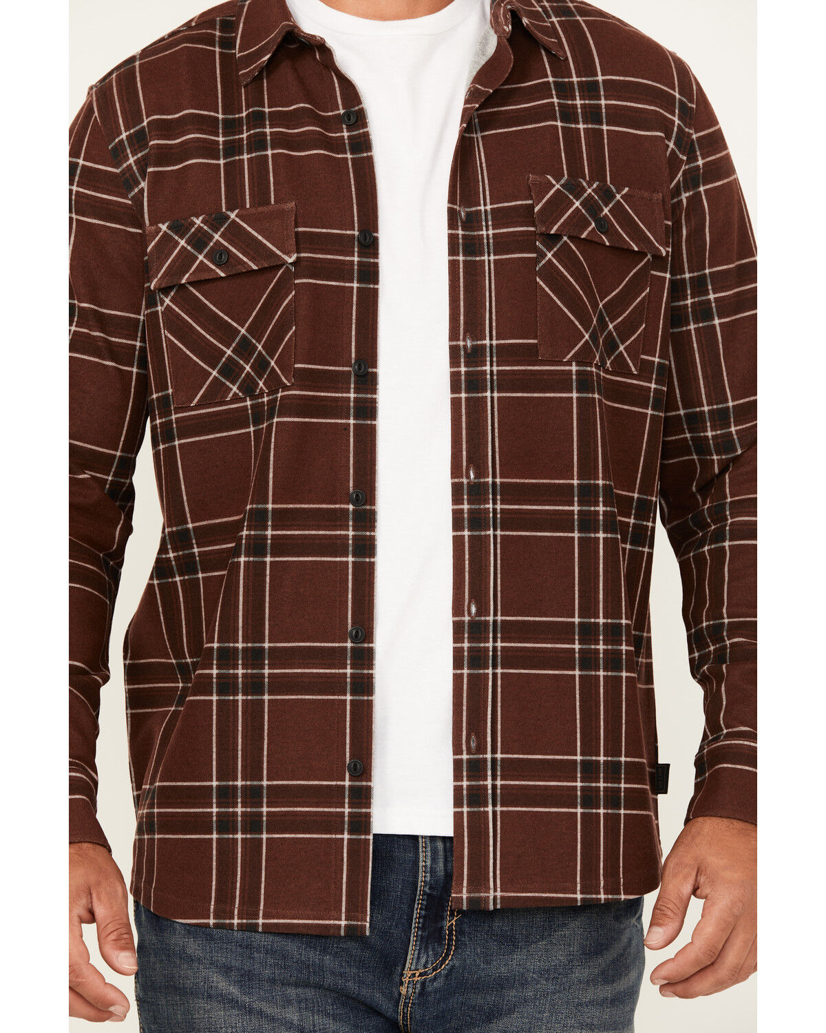 Brothers and Sons Men's Locket Plaid Print Long Sleeve Button-Down Stretch Western Shirt