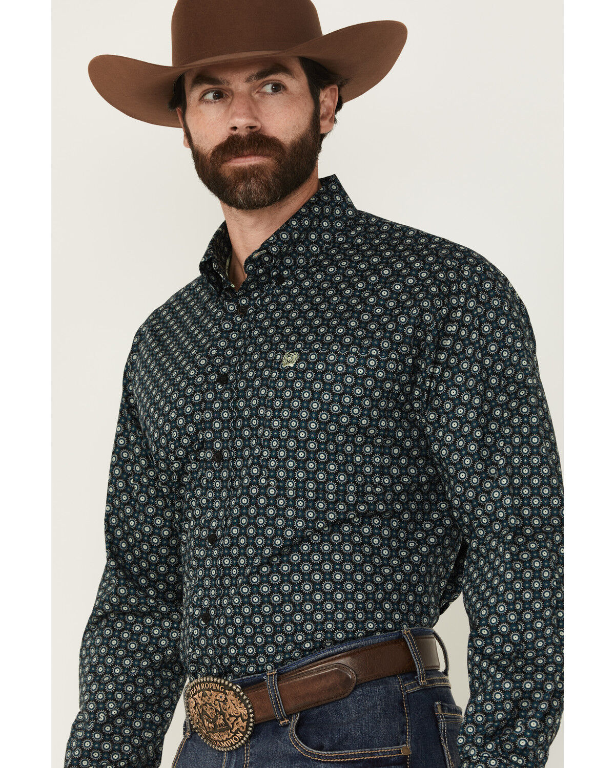 Cinch Men's Geo Print Long Sleeve Button-Down Western Shirt