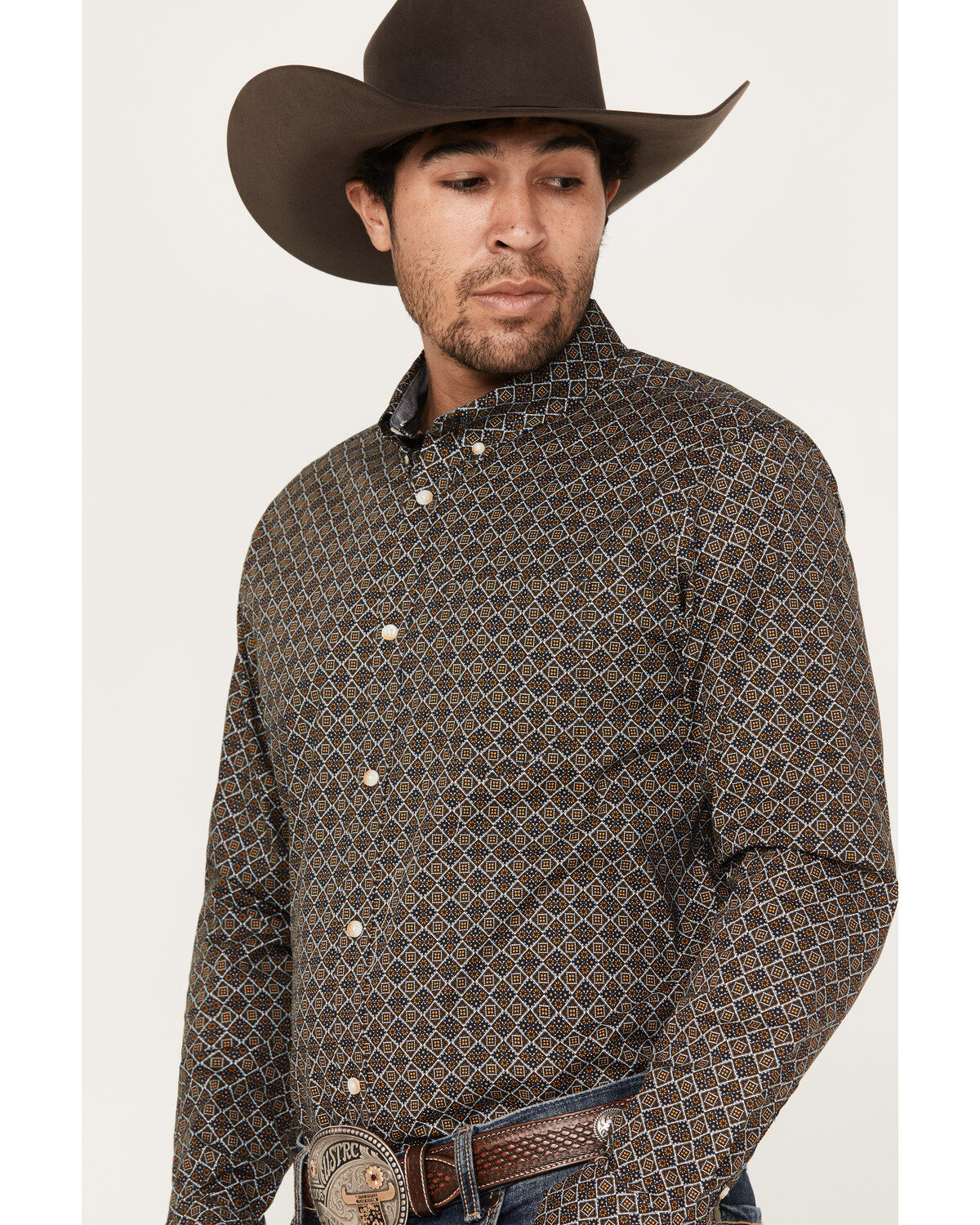 Cody James Men's Money Maker Print Long Sleeve Button-Down Western Shirt