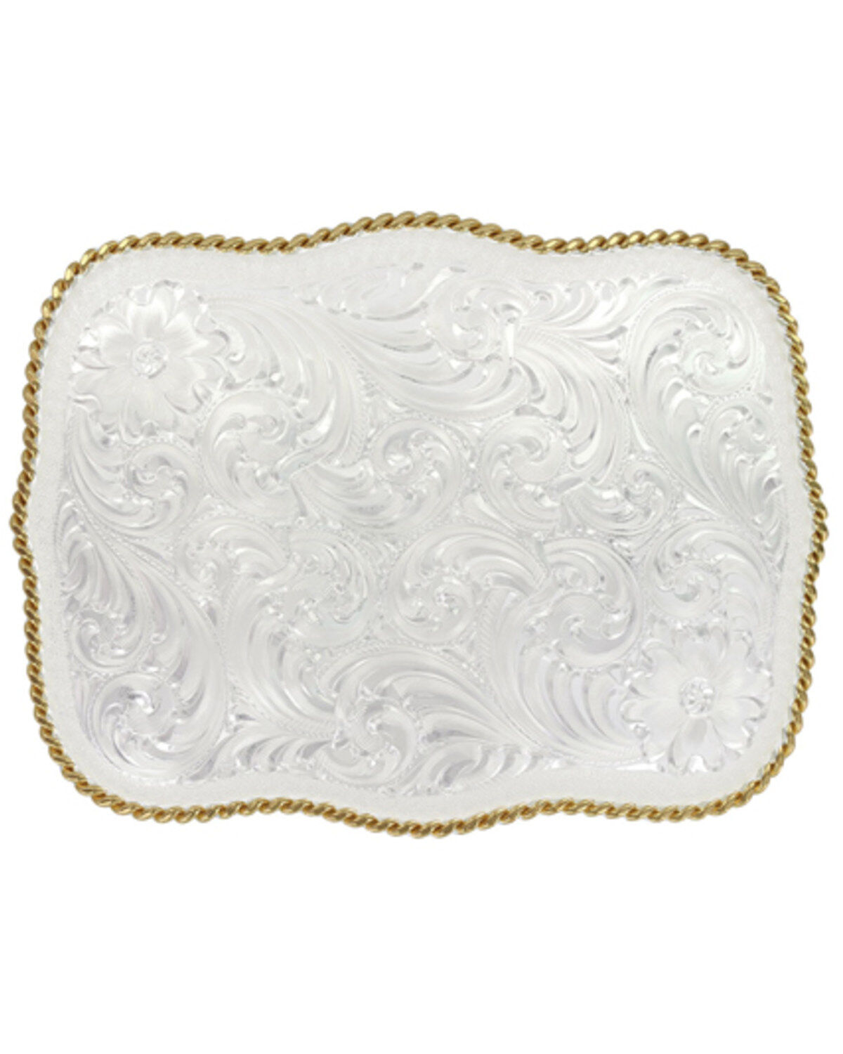 Montana Silversmiths Women's Large Scalloped Silver Engraved Western Belt Buckle