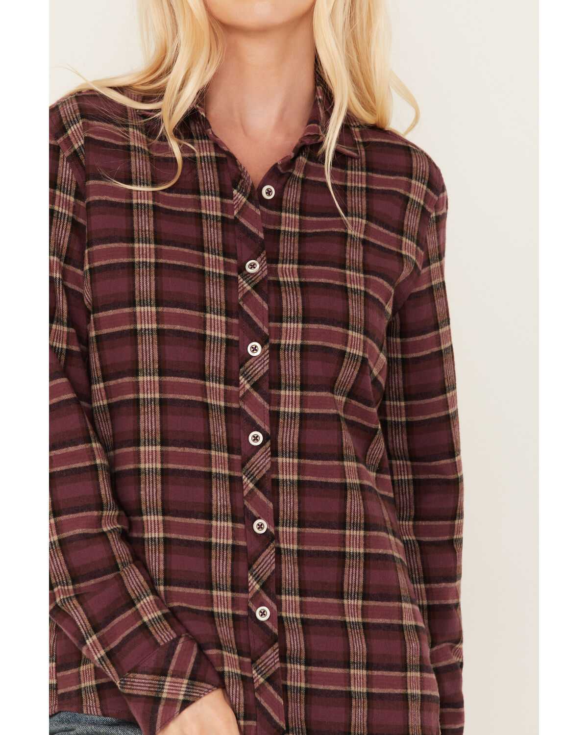 North River Women's Plaid Print Long Sleeve Button Down Flannel Shirt
