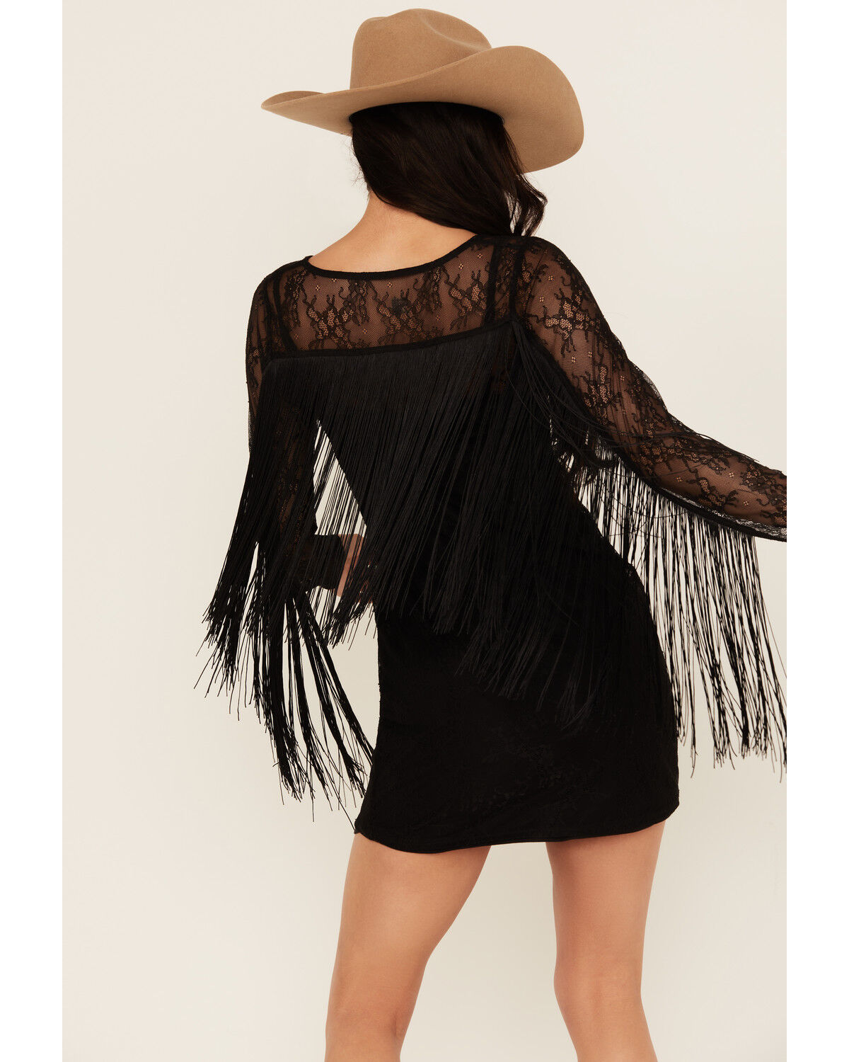 Idyllwind Women's Melvin Lace Fringe Long Sleeve Mini Dress