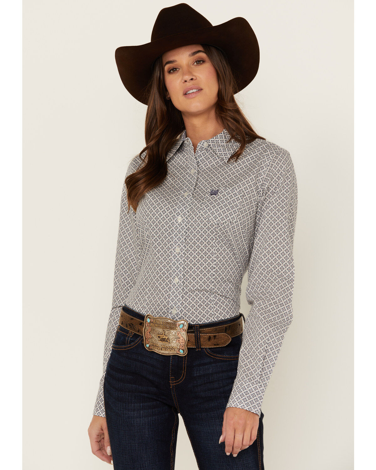 Cinch Women's Printed Long Sleeve Button-Down Western Shirt