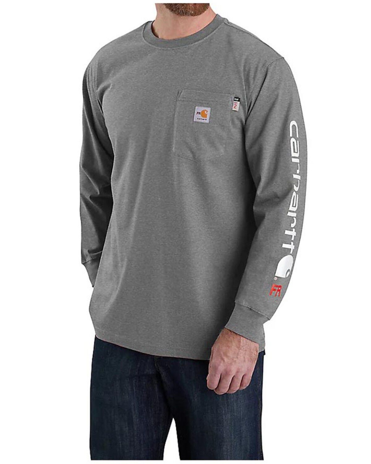 Carhartt Men's FR Loose Fit Midweight Logo Long Sleeve Graphic Work Shirt