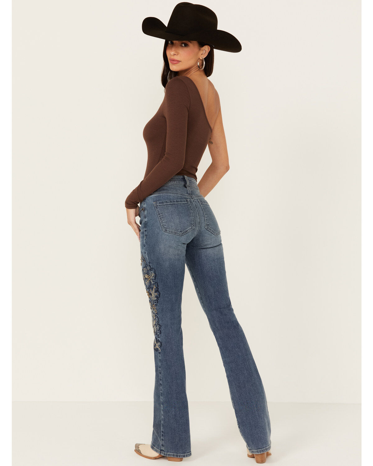 Shyanne Women's Aria Medium Wash Mid Rise Embellished Stretch Jeans