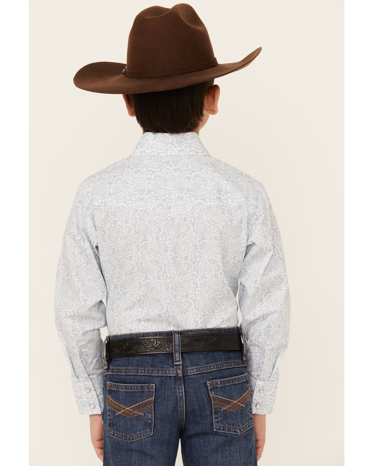 Ely Walker Boys' Paisley Print Long Sleeve Pearl Snap Western Shirt