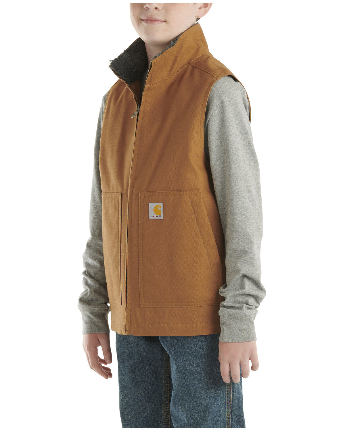 Carhartt Boys' Canvas Sherpa Lined Vest