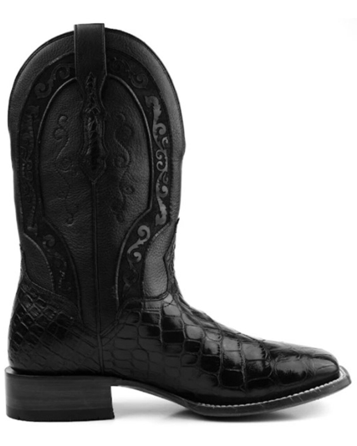 El Dorado Men's Scallop American Alligator Exotic Western Boot - Broad Square Toe