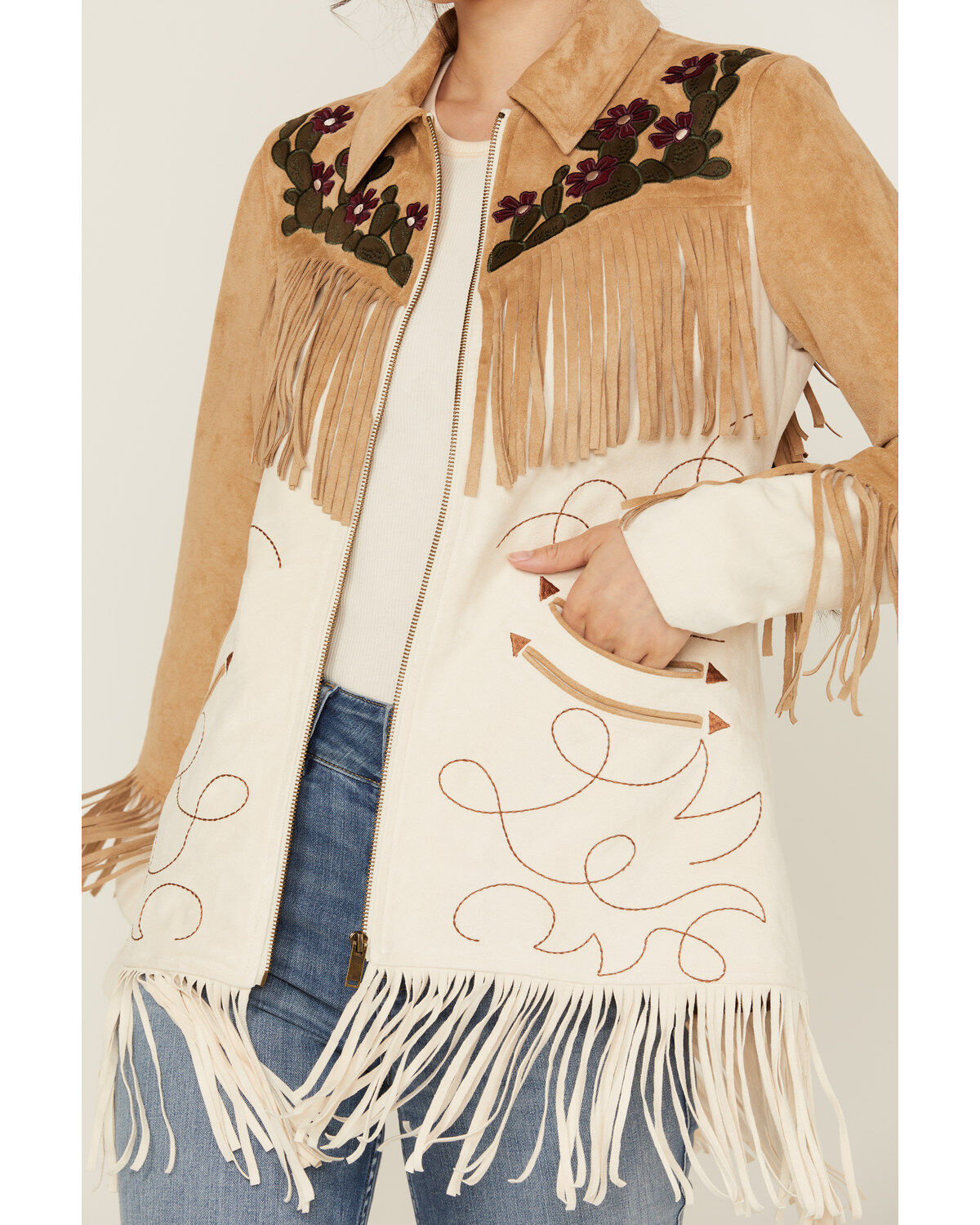 Powder River Outfitters Women's Faux Suede Fringe Jacket