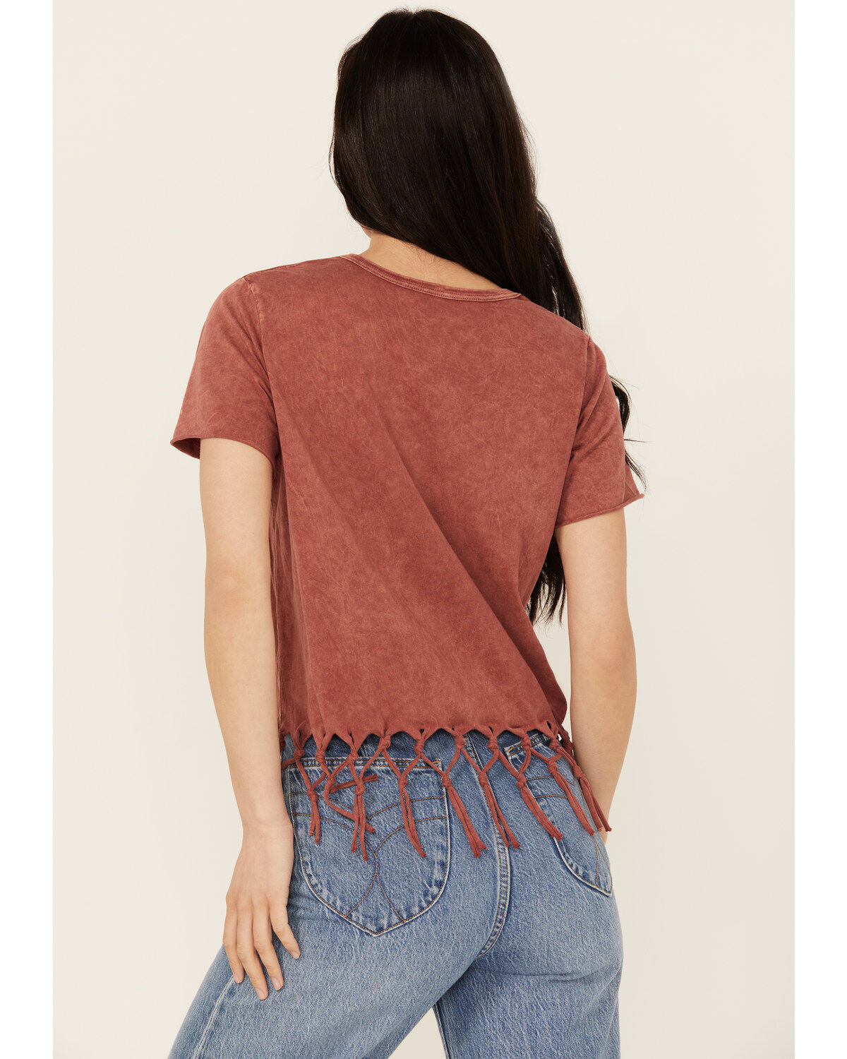 Affliction Women's Moto Fringe Short Sleeve Graphic Tee