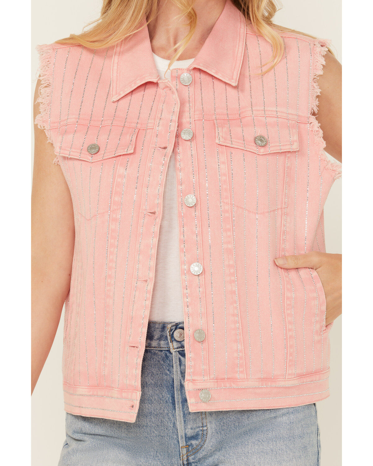 Blue B Women's Rhinestone Denim Vest