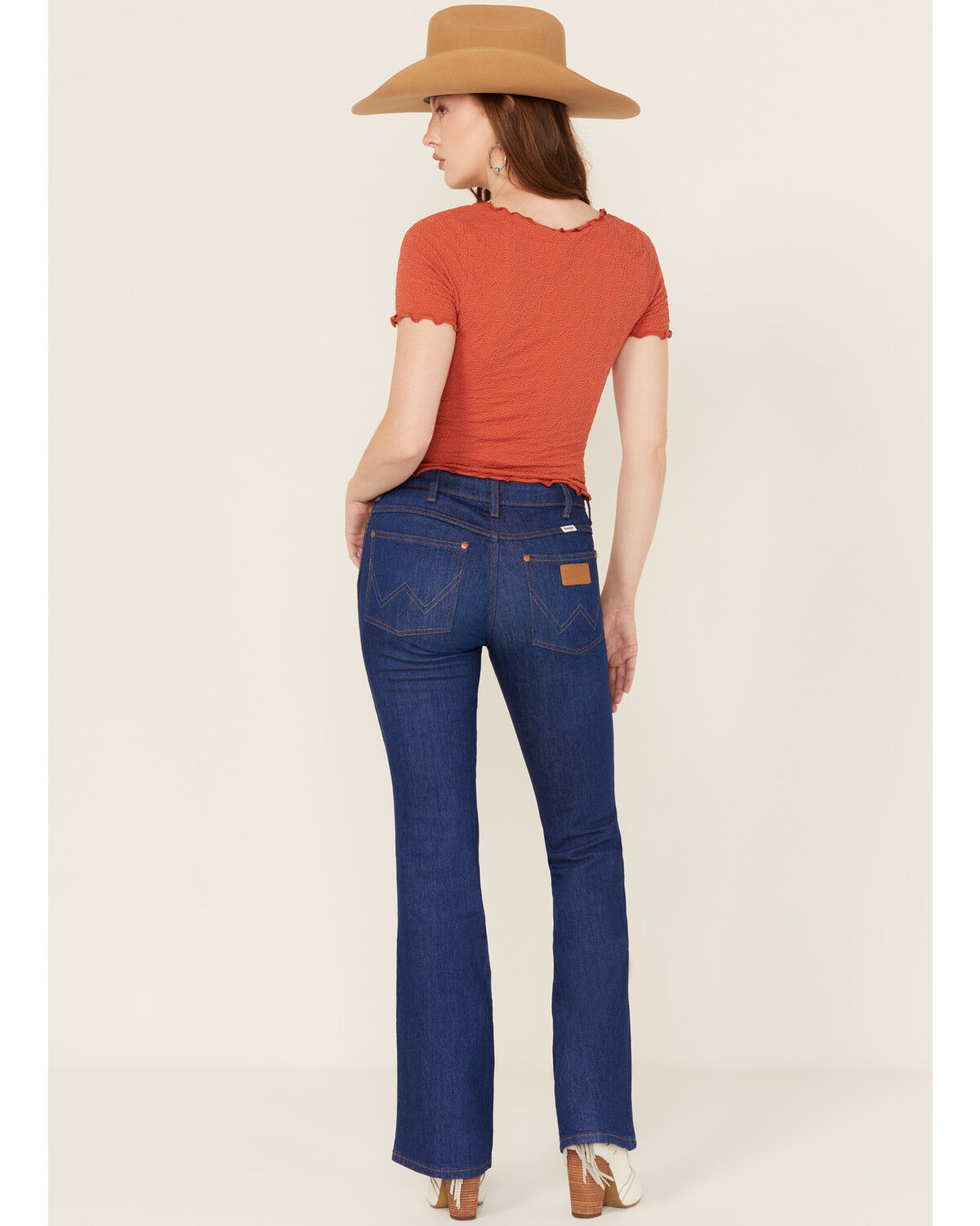 Wrangler Women's Dark Wash Straight Forward Westward Mid Rise Bootcut Stretch Denim Jeans