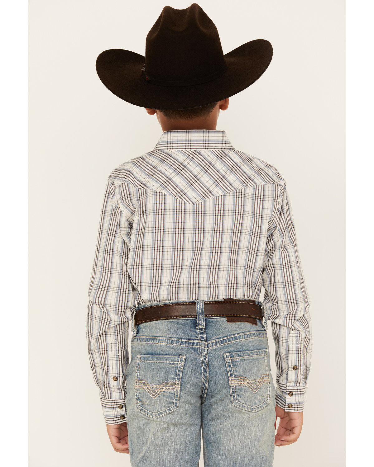 Cody James Boys' Plaid Print Long Sleeve Snap Western Shirt
