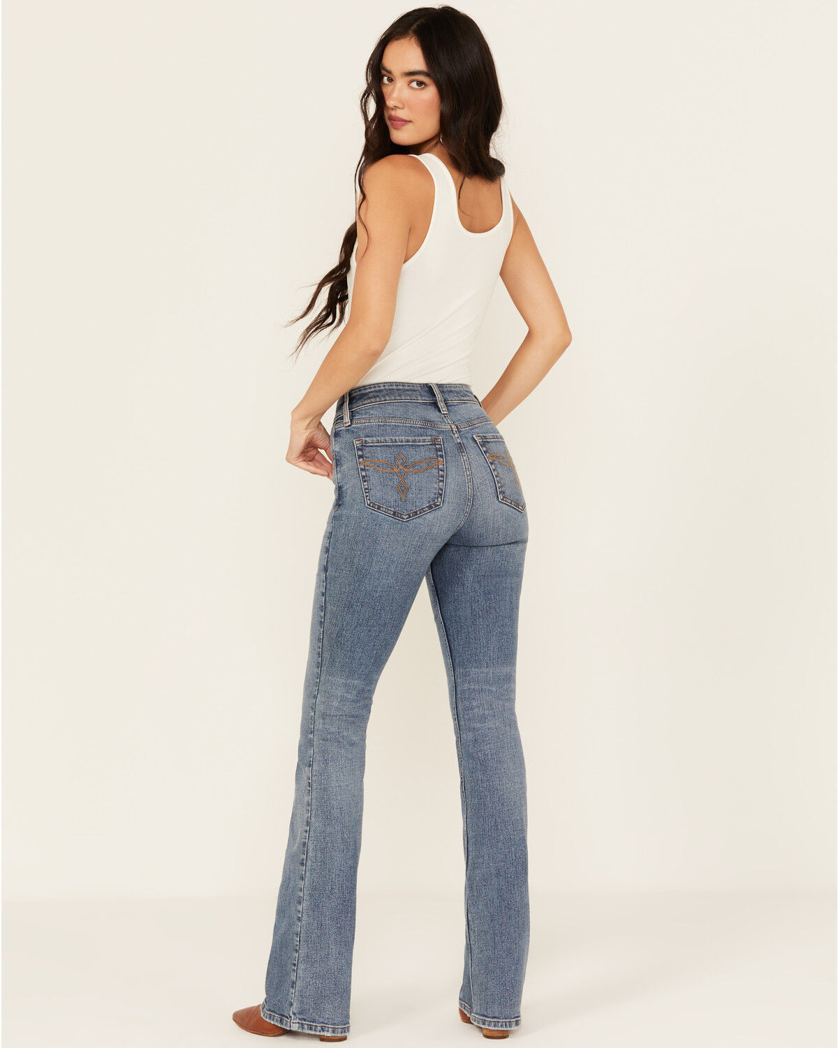 Shyanne Women's Celeste Medium Wash High Rise Bootcut Comfort Stretch Denim Jeans