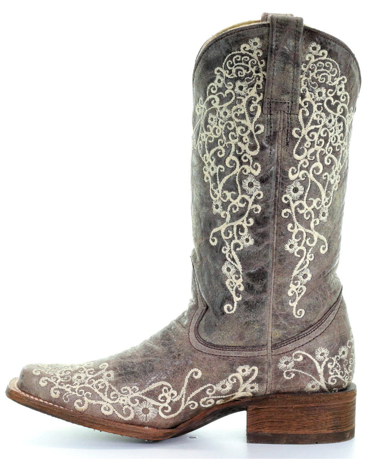 Corral Women's Brown Crater Embroidered Western Boots - Square Toe